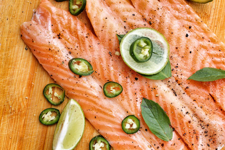 Fresh salmon with spices