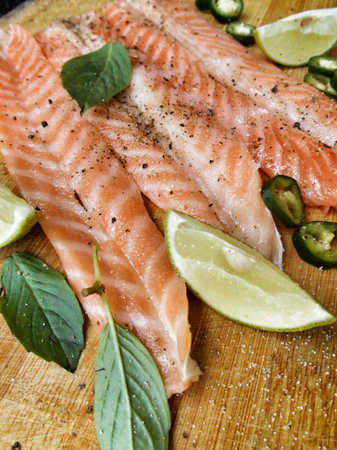 Fresh salmon with spices