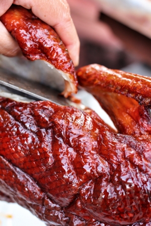 Roasted duck in the marketの写真素材