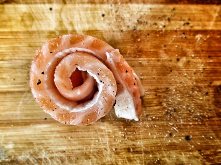 Fresh salmon with spicesの写真素材