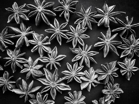 Star anise on black backgroundの写真素材