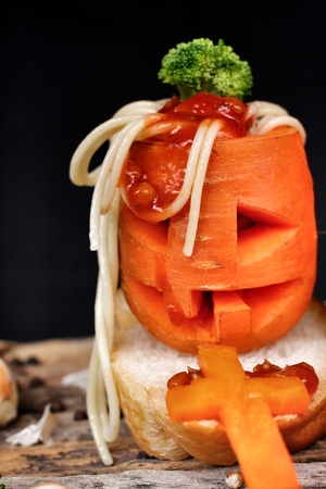 Spaghetti food in halloween dayの写真素材