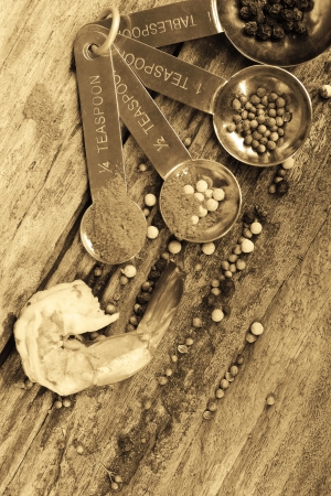 Mix spices on the woodの写真素材