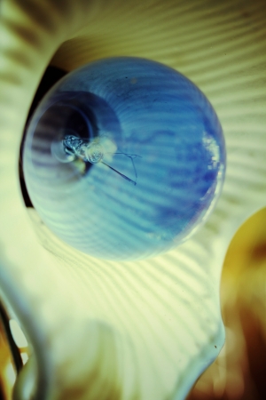 Vintage street lamp glowing in nightの写真素材