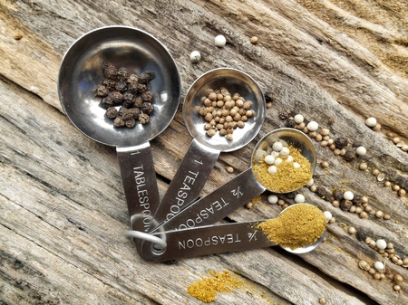 Mix spices on the woodの写真素材