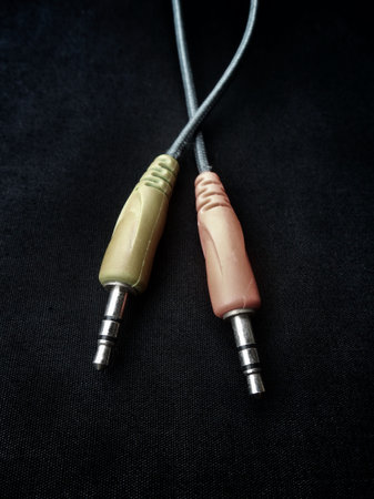 close up of audio cables for connectors