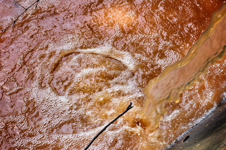 waterfall at a reservoirの写真素材