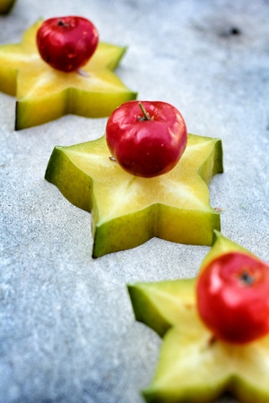 star fruit and cherry.の写真素材