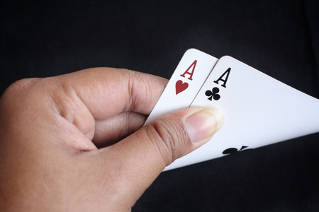 playing cards on black の写真素材