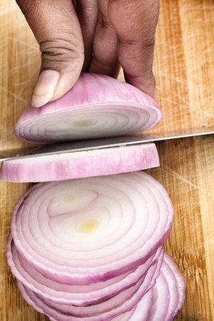Close-up of fresh red onions