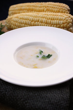 corn soup on the wood