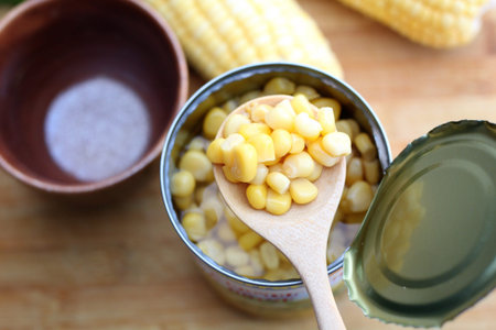 canned corn in the bowl