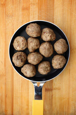 Close-up of grilled meatballs.の写真素材