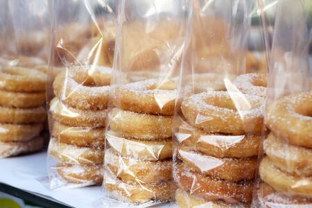 close-up of donut and sugarの写真素材