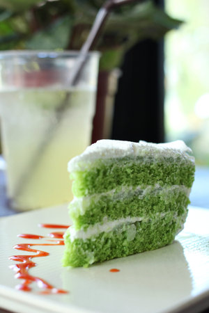 Piece of cake on the plate.の写真素材