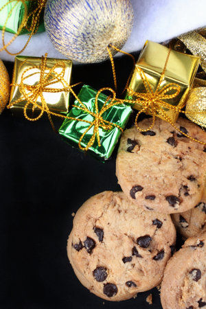 Christmas cookies with festive decorationの写真素材