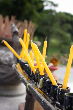 Candles in the temple.の写真素材