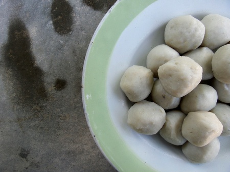 Close-up of fish meat ballsの写真素材