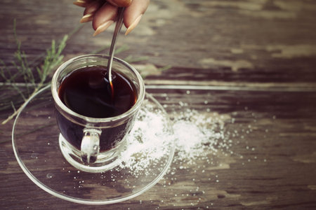 Espresso coffee in glass cup