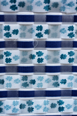 textured surface of  flower blue nylon strings