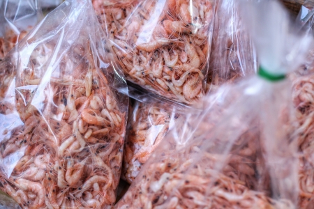 Fresh shrimps in the marketの写真素材