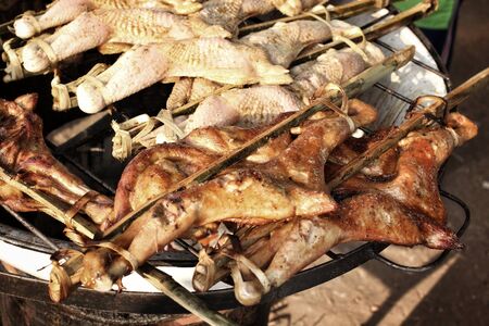 Grilled chicken in the marketの写真素材