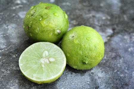 lemon on the gray backgroundの写真素材