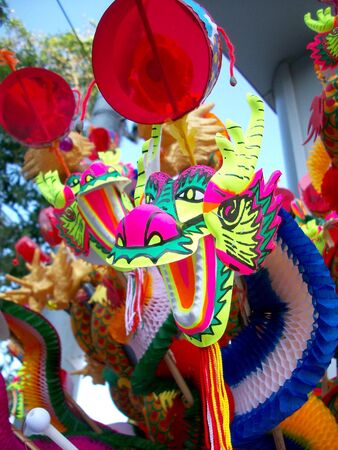 close up of chinese dragon toysの写真素材