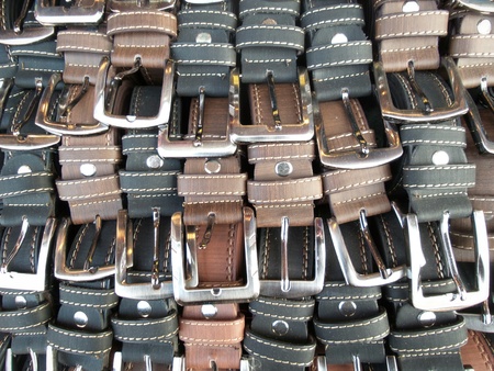 Black and brown leather belt backgroundの写真素材