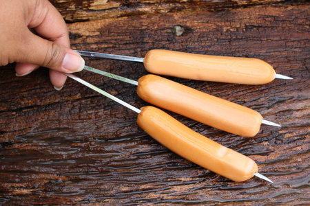 BBQ sausages on the wood