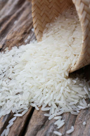 Close up of raw rice grainの写真素材