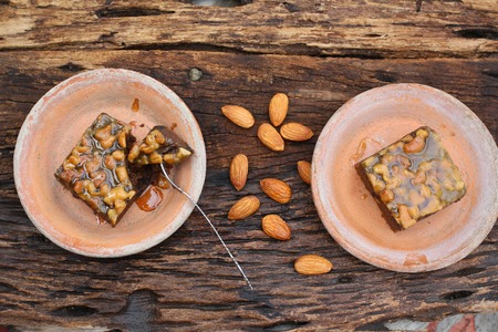 Piece of tasty caramel cakeの写真素材