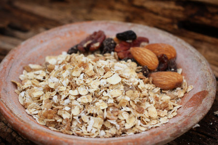 Mix of tasty nuts and oat flakes