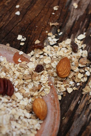 Mix of tasty nuts and oat flakesの写真素材
