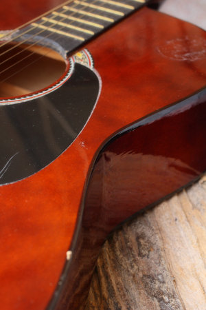 close up of the guitar