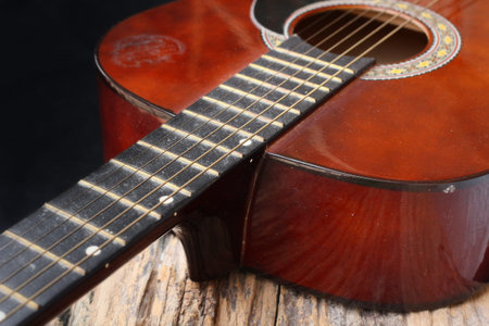 close up of the guitar
