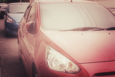 Close up of red carの写真素材