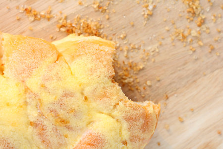 Toast with butter and sprinkling with sugar.