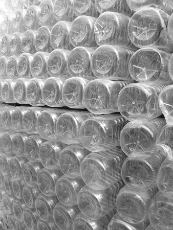 plastic bottles background textureの写真素材