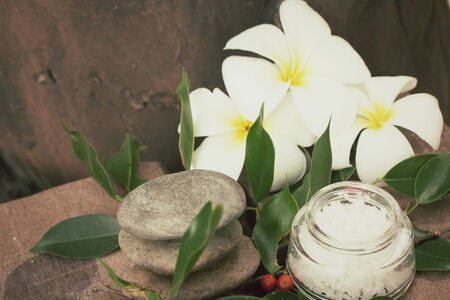 Spa of flower, stones and saltの写真素材