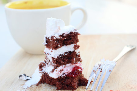 chocolate cake and hot chocholate 