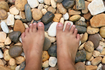 stone and foot の写真素材