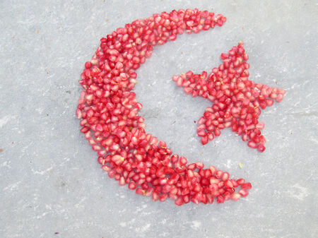 Seeds of ripe pomegranate fruitの写真素材