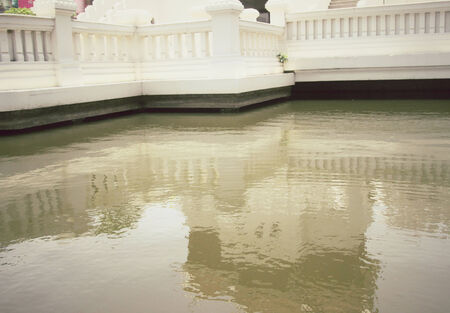 Terrace with lakeの写真素材