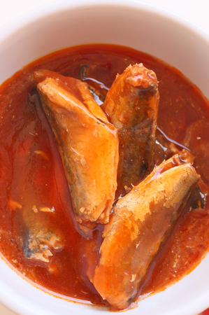 fish in tomato sauce - canned fishの写真素材