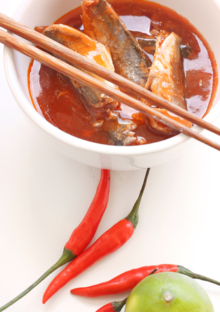 fish in tomato sauce - canned fishの写真素材