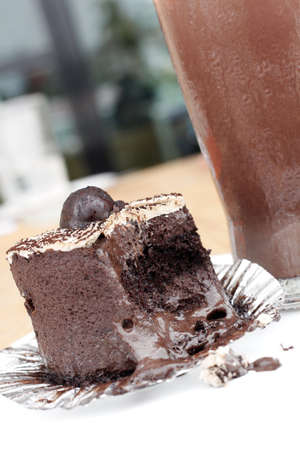 cake and iced chocolateの写真素材