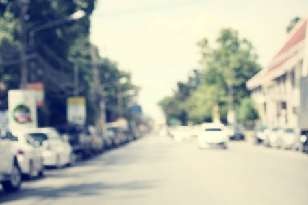 blurred of car in cityの写真素材