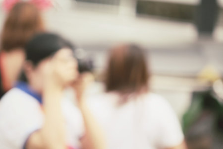 blurred taking a photoの写真素材