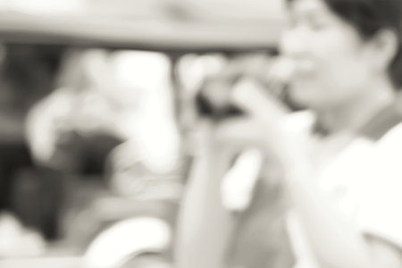 blurred taking a photoの写真素材